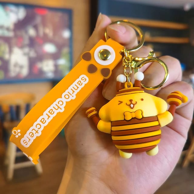 Cute Hello Kitty Cat - Honey Bee Cosplay Version 3D Silicon Keychain with Bagcharm and Strap (Choose From Drop Down)