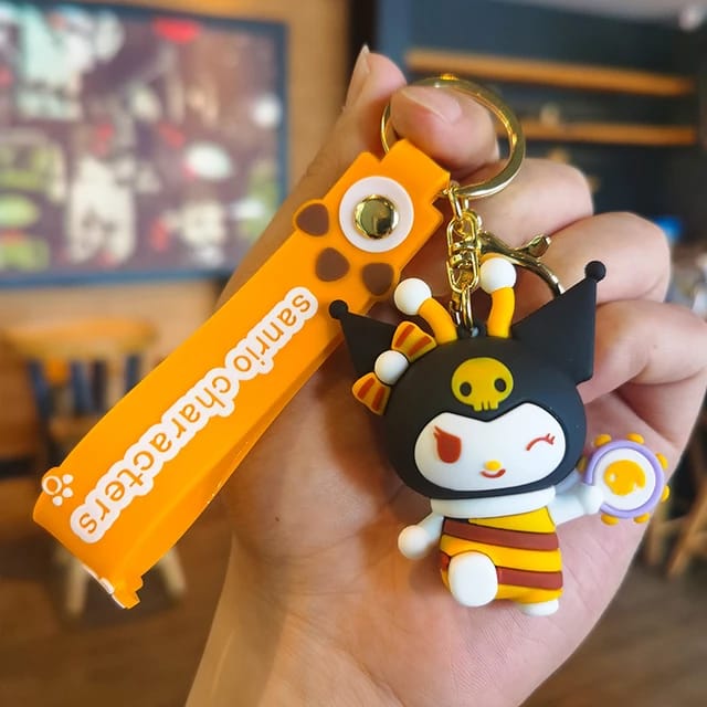 Cute Hello Kitty Cat - Honey Bee Cosplay Version 3D Silicon Keychain with Bagcharm and Strap (Choose From Drop Down)