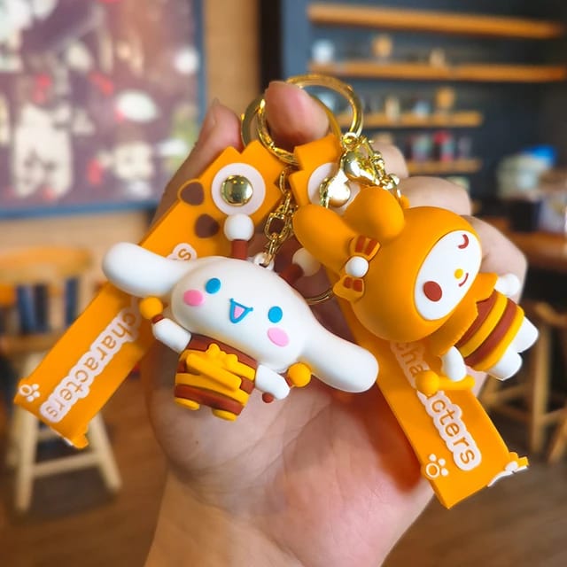 Cute Hello Kitty Cat - Honey Bee Cosplay Version 3D Silicon Keychain with Bagcharm and Strap (Choose From Drop Down)