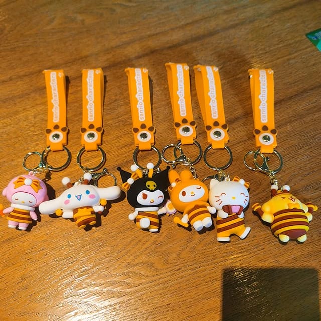 Cute Hello Kitty Cat - Honey Bee Cosplay Version 3D Silicon Keychain with Bagcharm and Strap (Choose From Drop Down)