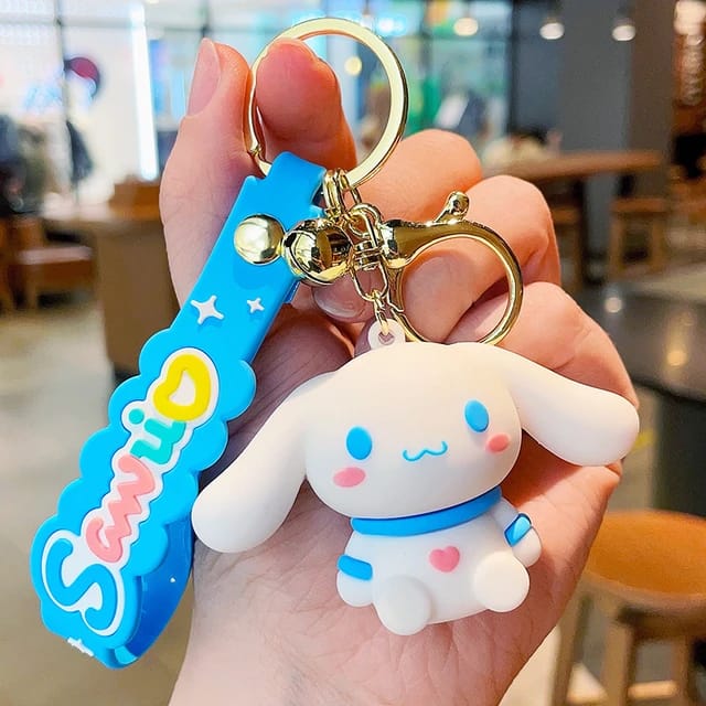 Cute Hello Kitty Cat 3D Silicon Keychain with Bagcharm and Strap (Choose From Drop Down)