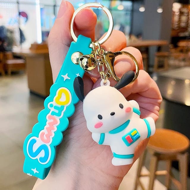 Cute Hello Kitty Cat 3D Silicon Keychain with Bagcharm and Strap (Choose From Drop Down)