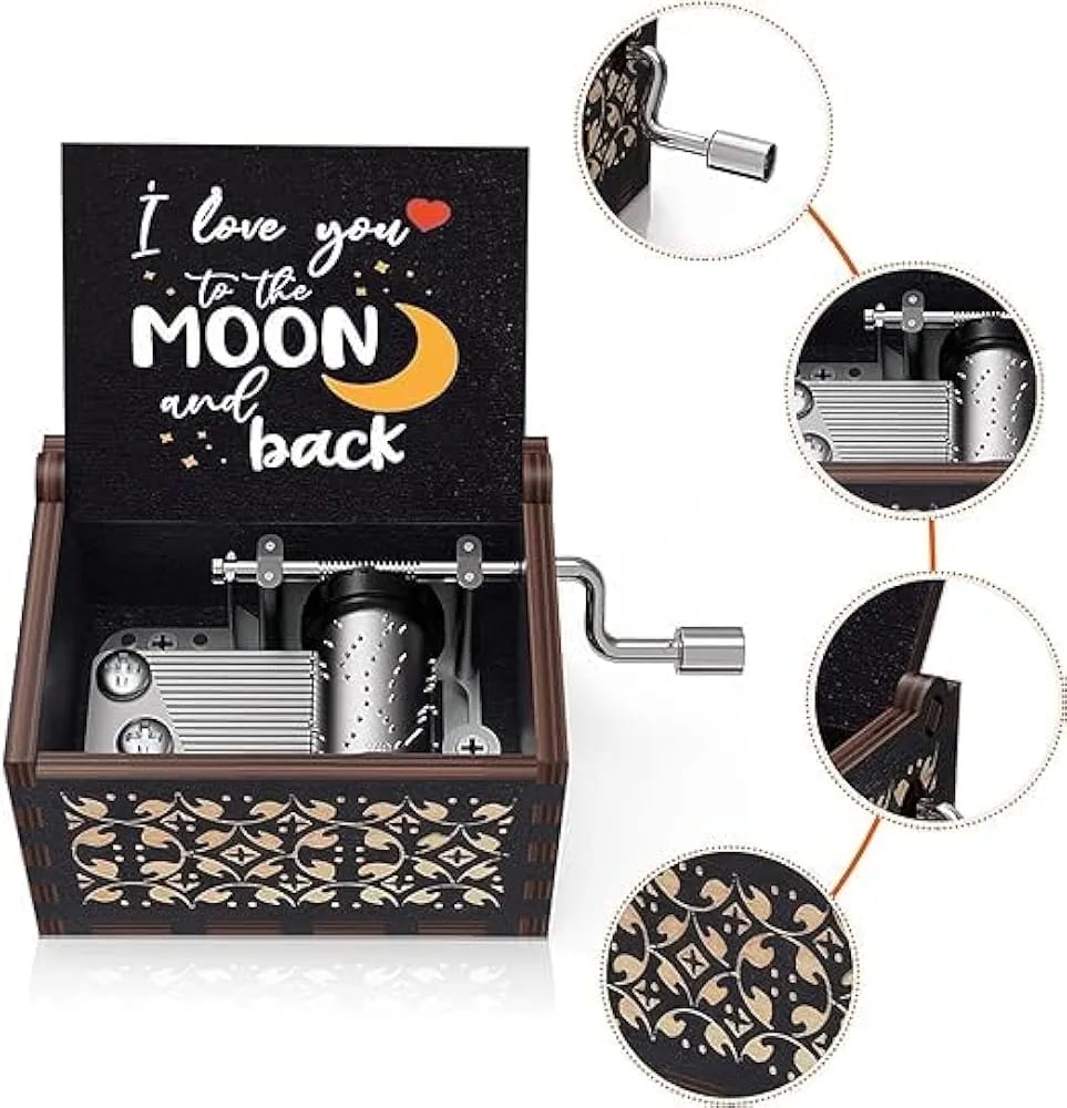 I Love You Till The Moon And Back- You are my Sunshine - Black Music Box