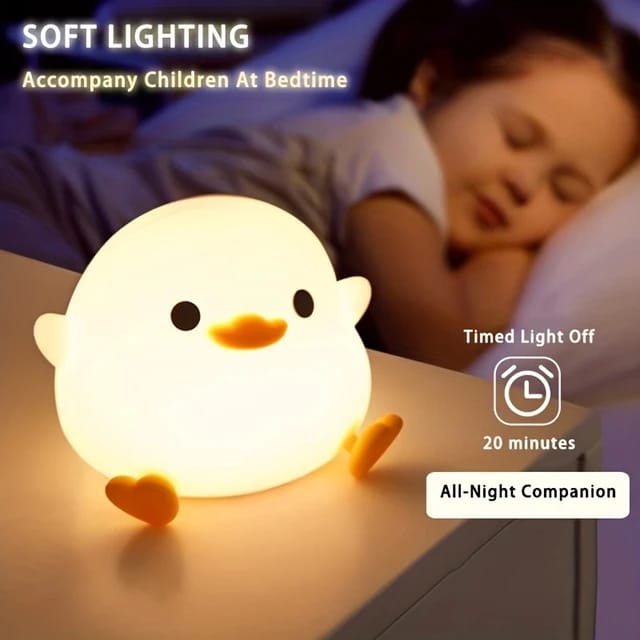 Cute Dodo Duck Colour Changing 3D Touch Silicon Lamp - USB Chargeable