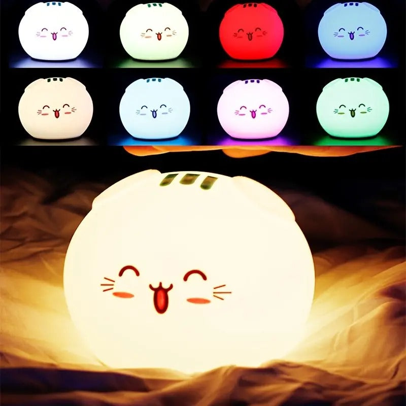 Cute Cat Colour Changing Silicon 3D Touch Lamp - Usb Chargeable