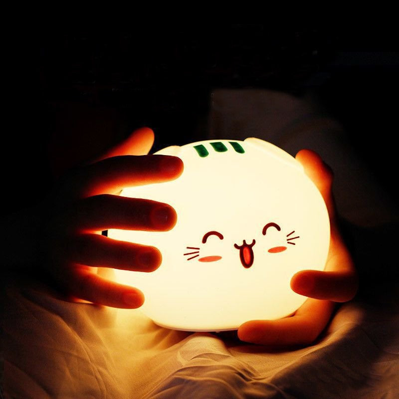 Cute Cat Colour Changing Silicon 3D Touch Lamp - Usb Chargeable