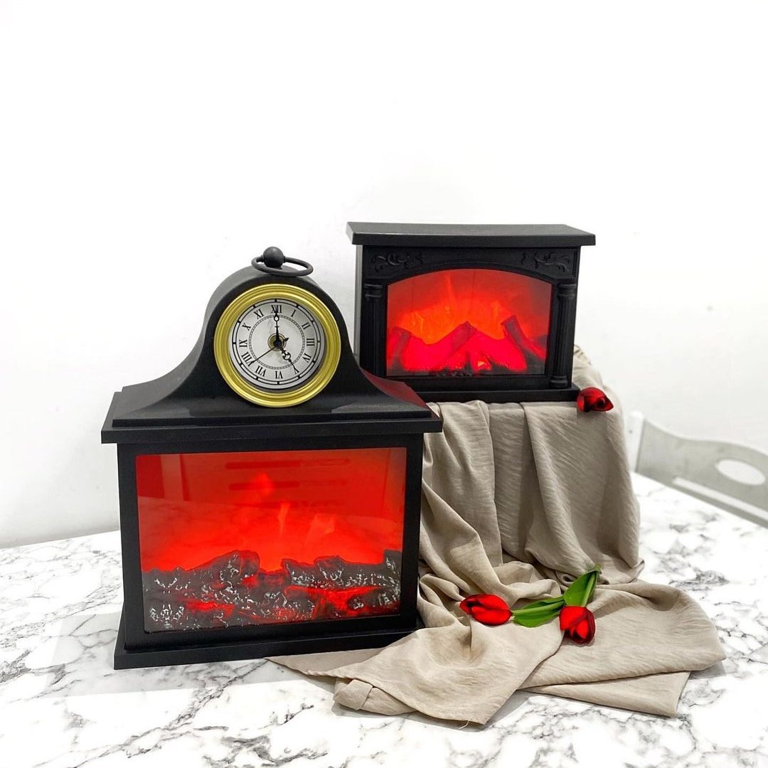 Decorative Led Fireplace With Clock