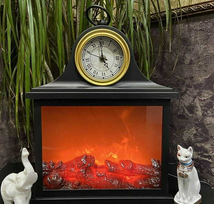 Decorative Led Fireplace With Clock