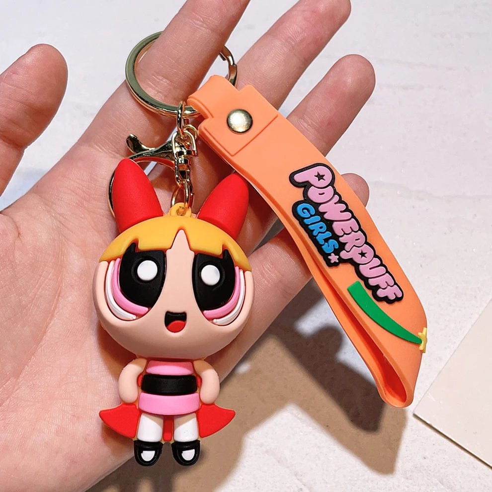 Powerpuff 3D Silicon Keychain With Bagcharm and Strap (Select From Drop Down Menu)