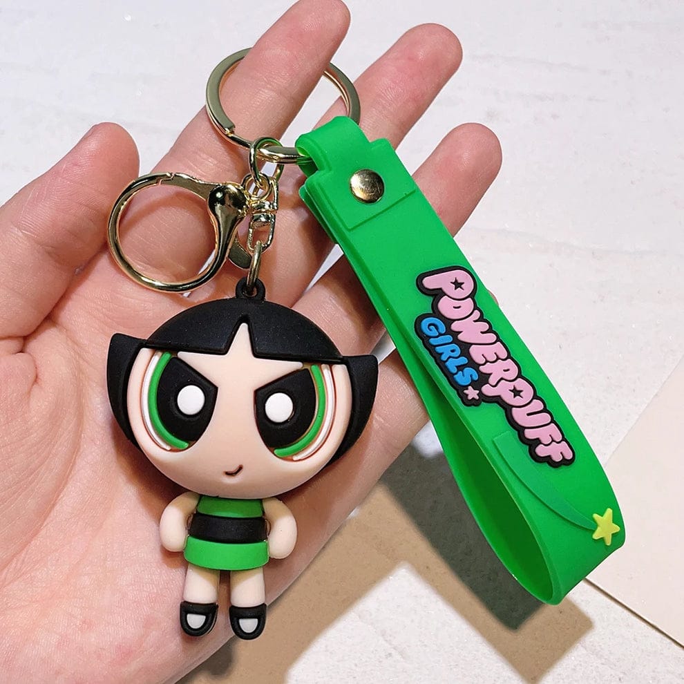 Powerpuff 3D Silicon Keychain With Bagcharm and Strap (Select From Drop Down Menu)