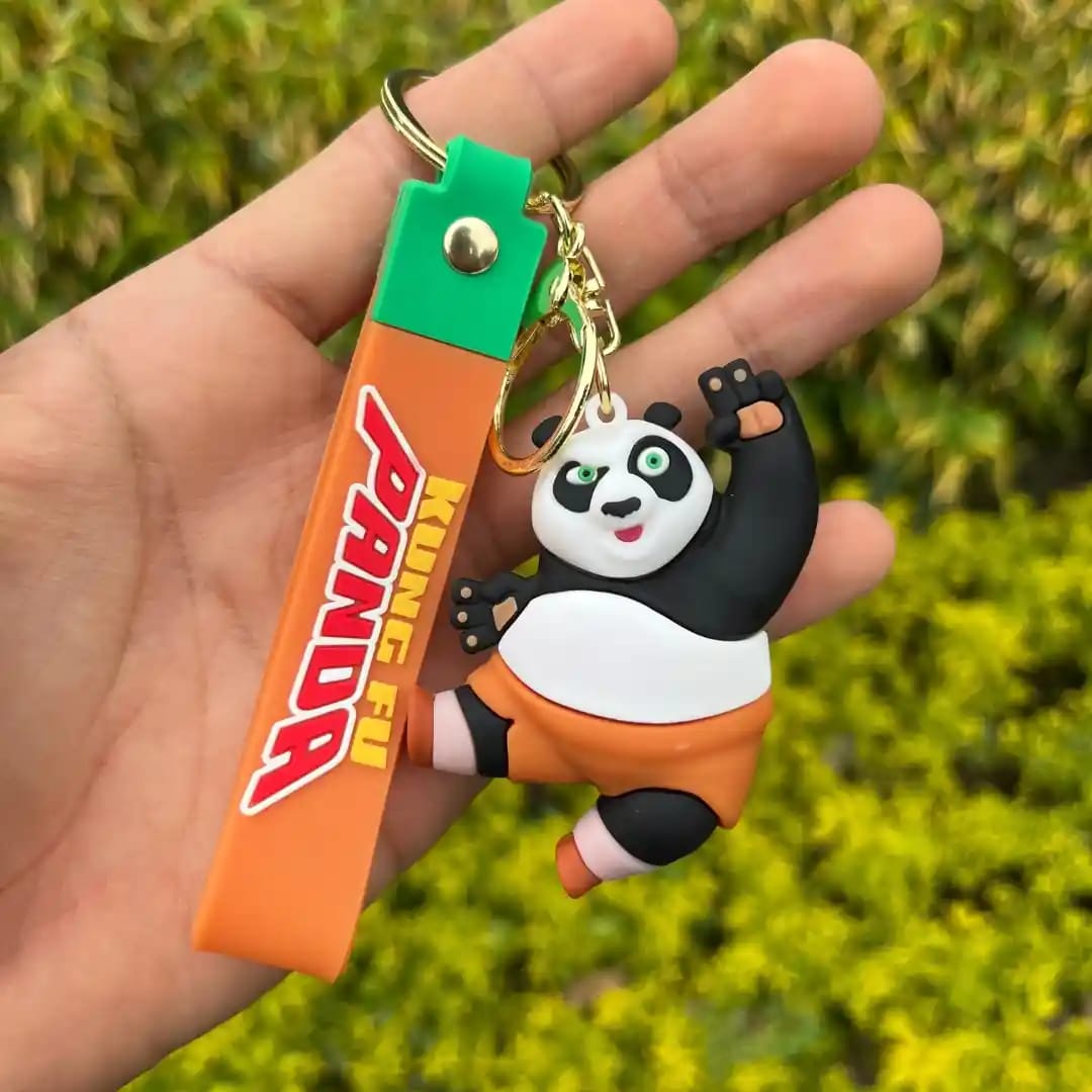 Cute Panda 3D Silicon Keychain With Bagcharm and Strap