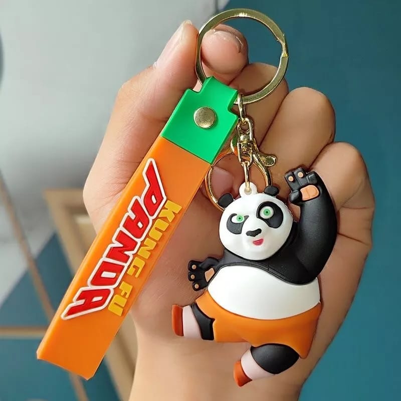 Cute Panda 3D Silicon Keychain With Bagcharm and Strap