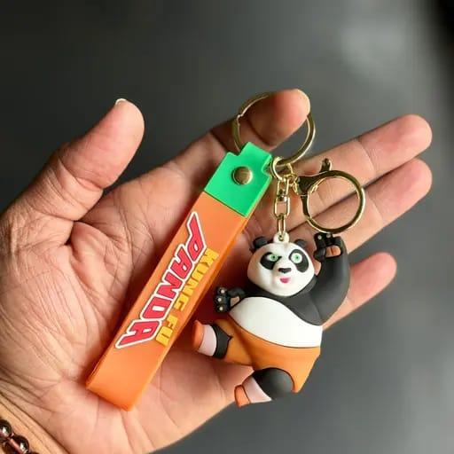 Cute Panda 3D Silicon Keychain With Bagcharm and Strap