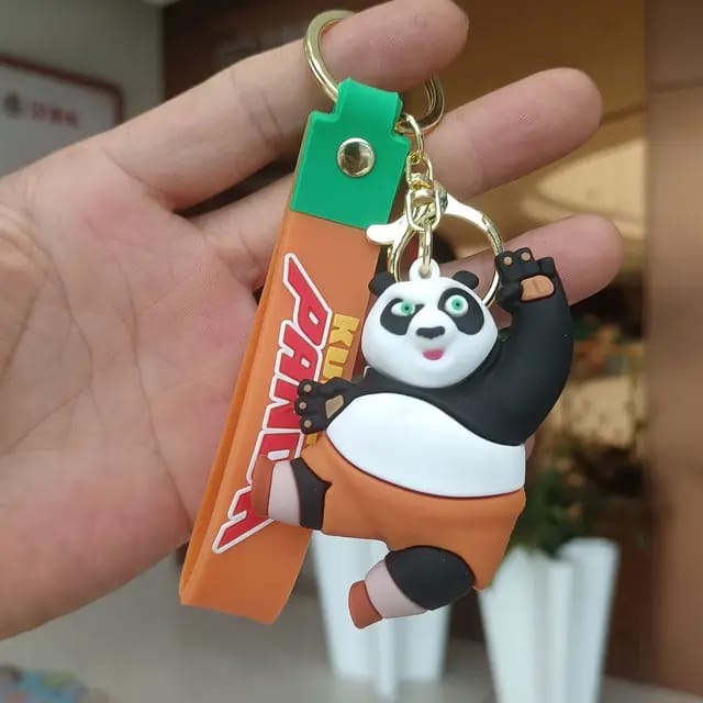 Cute Panda 3D Silicon Keychain With Bagcharm and Strap