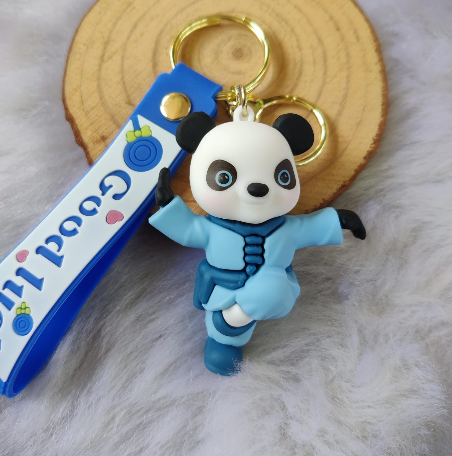 Panda 3D Silicon Keychain With Bagcharm and Strap (Choose From Drop Down)