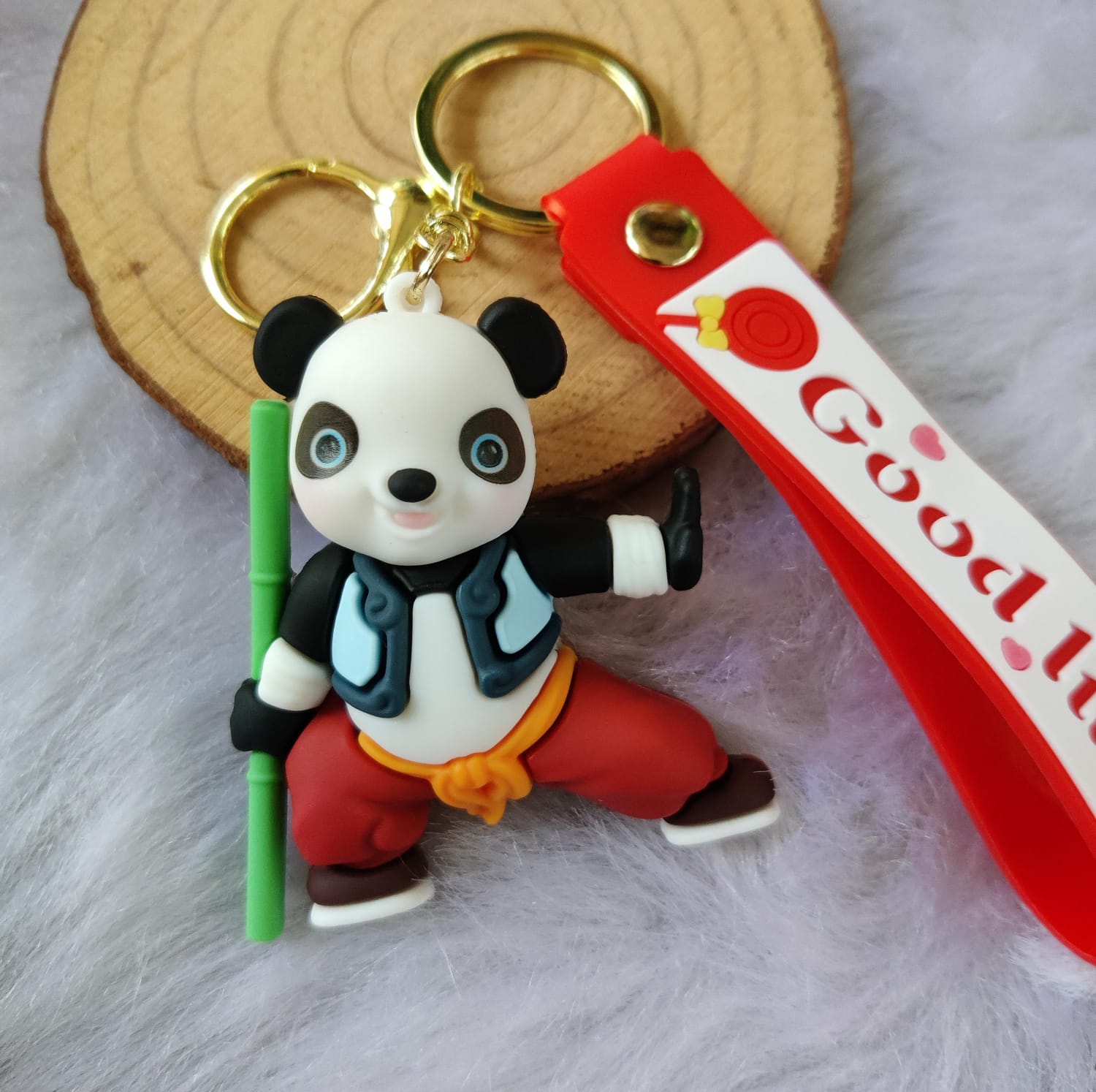 Panda 3D Silicon Keychain With Bagcharm and Strap (Choose From Drop Down)