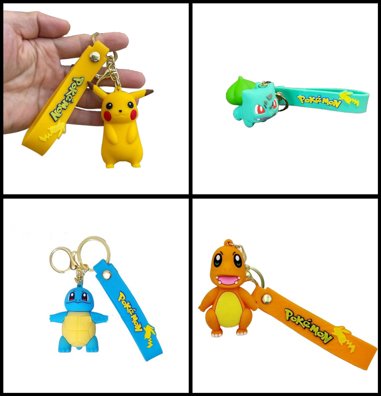 Pokemon 3D Silicon Keychain with Bag Charm and Strap (Choose From Drop Down Menu)