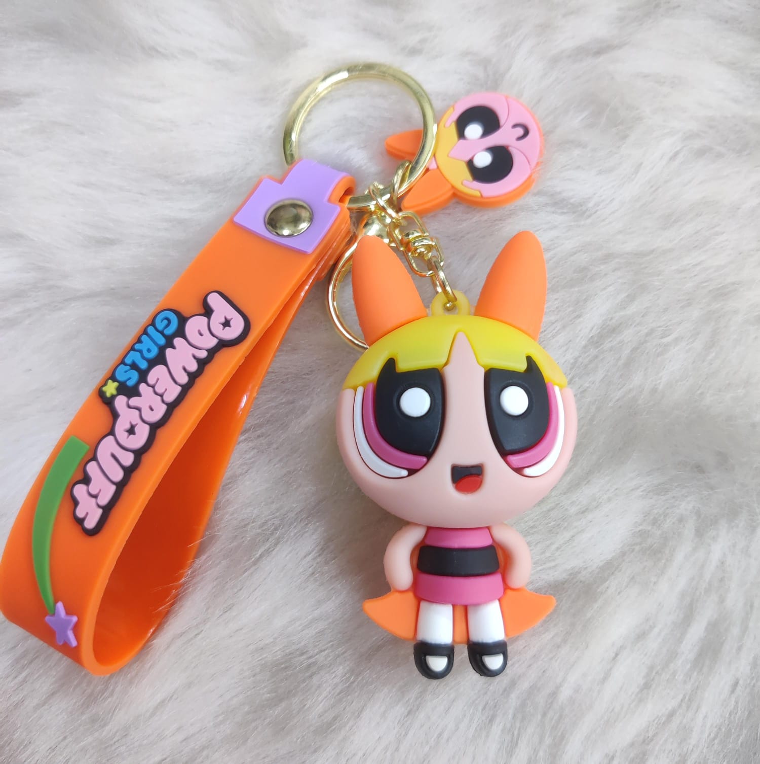 Powerpuff 3D Silicon Keychain With Bagcharm and Strap (Select From Drop Down Menu)