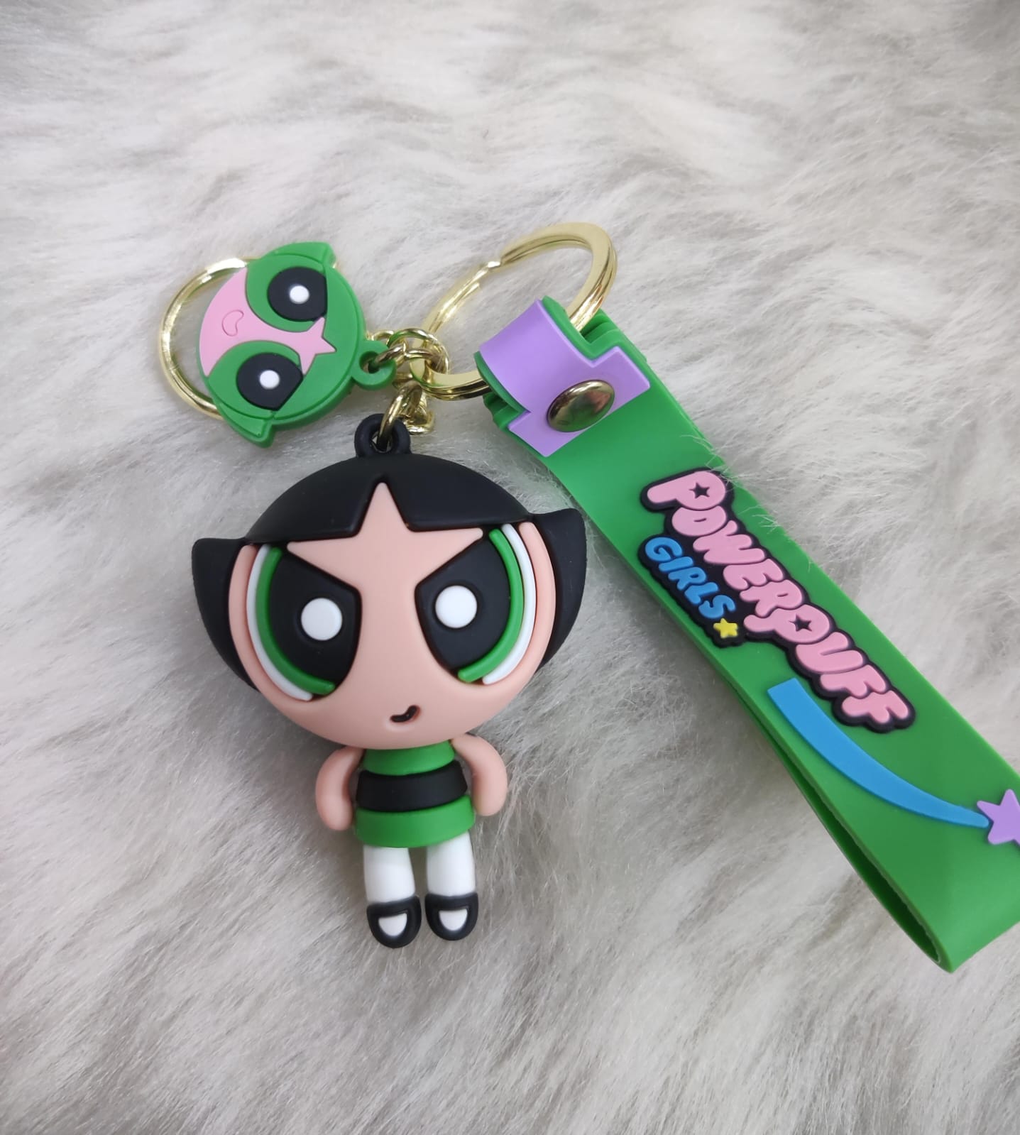 Powerpuff 3D Silicon Keychain With Bagcharm and Strap (Select From Drop Down Menu)