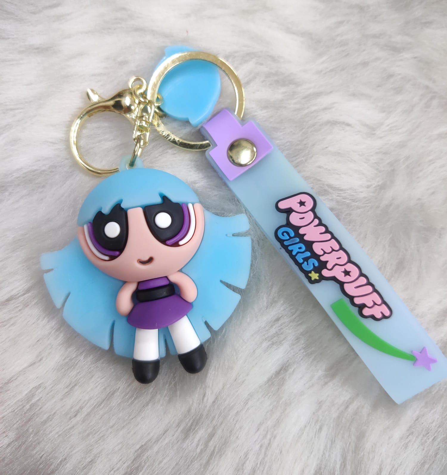 Powerpuff 3D Silicon Keychain With Bagcharm and Strap (Select From Drop Down Menu)