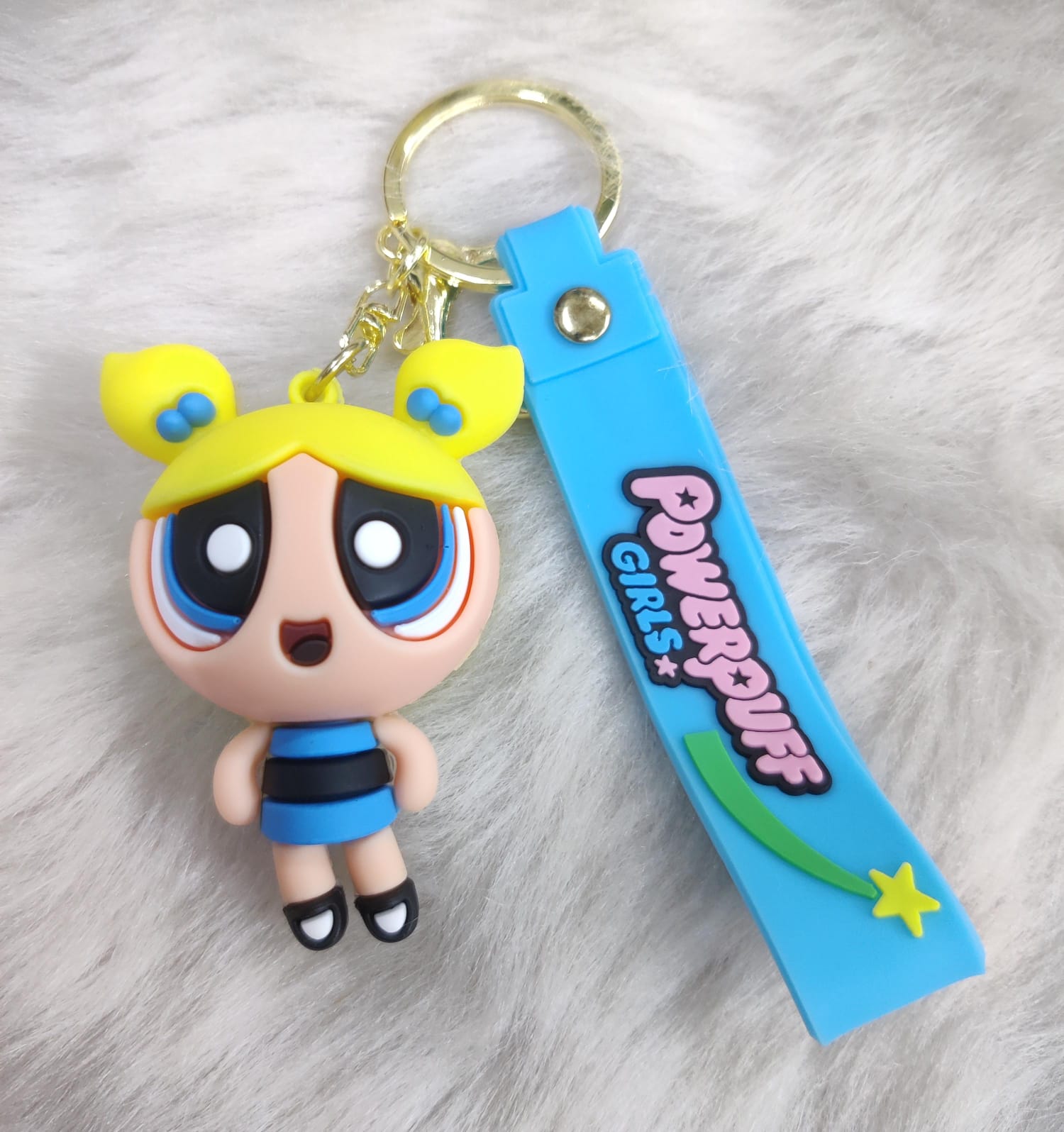 Powerpuff 3D Silicon Keychain With Bagcharm and Strap (Select From Drop Down Menu)