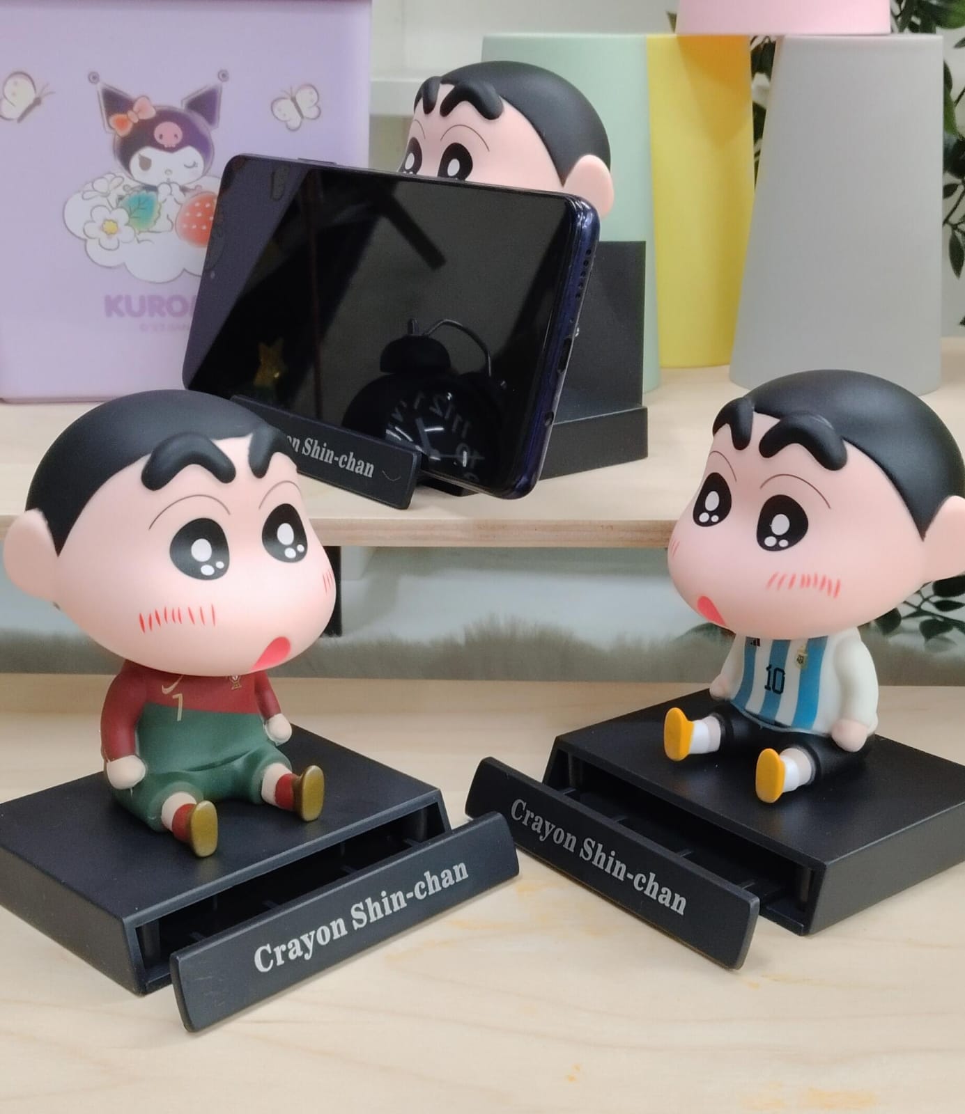 Shinchan Football Players Cosplay Version Bobblehead With Phonestand (Select From Drop Down)