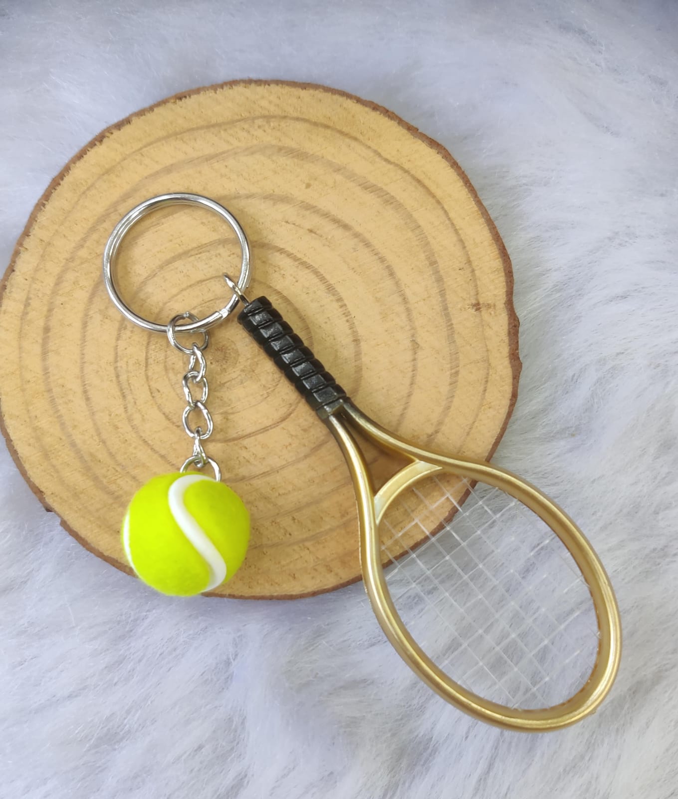 2 -In-1 Tennis Metal Keychain (Choose From Drop Down)