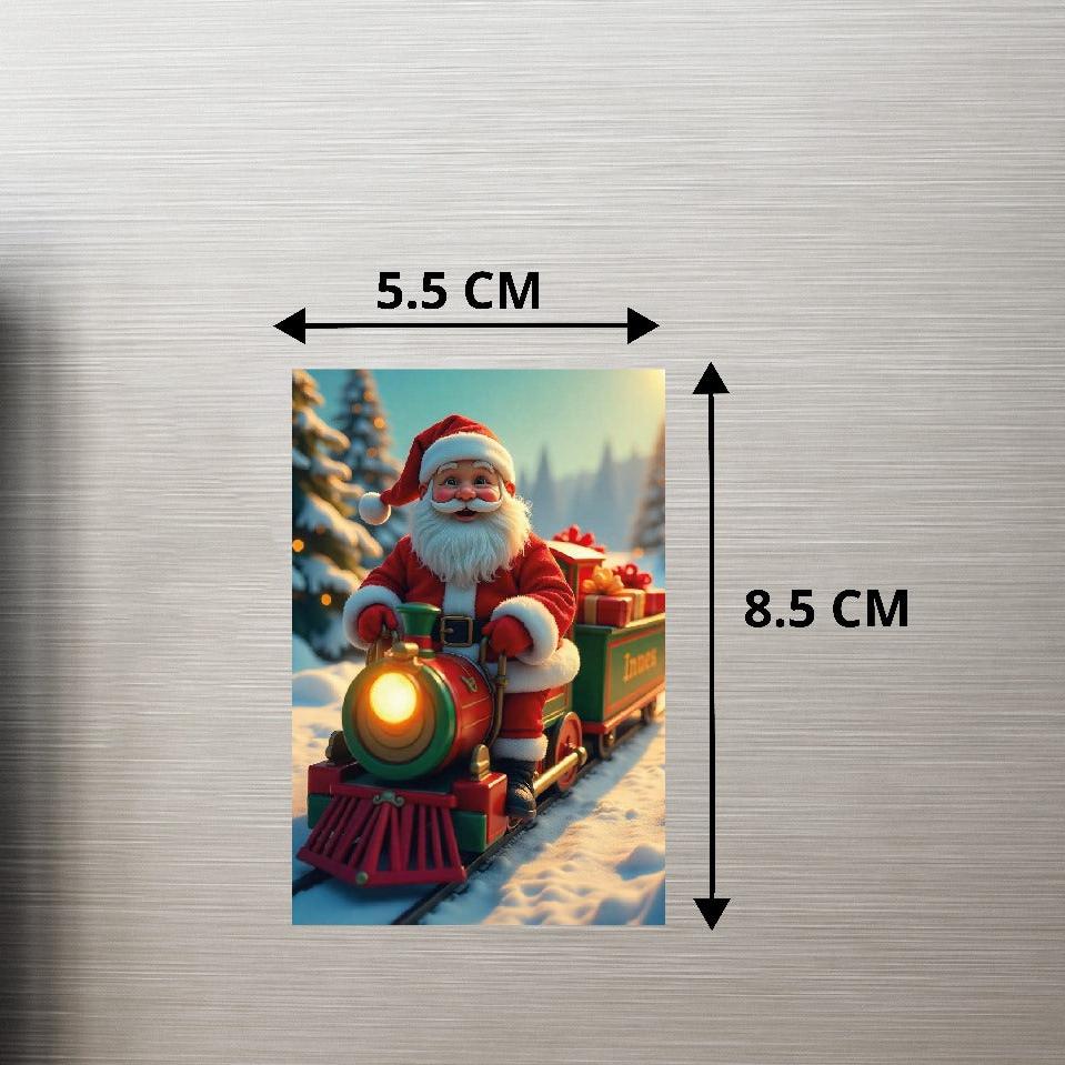 Santa On Train - Christmas Fridge Magnet