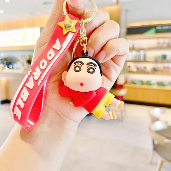 Shinchan 3D Silicon Keychain with Bagcharm and Strap