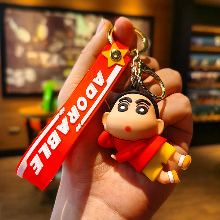 Shinchan 3D Silicon Keychain with Bagcharm and Strap