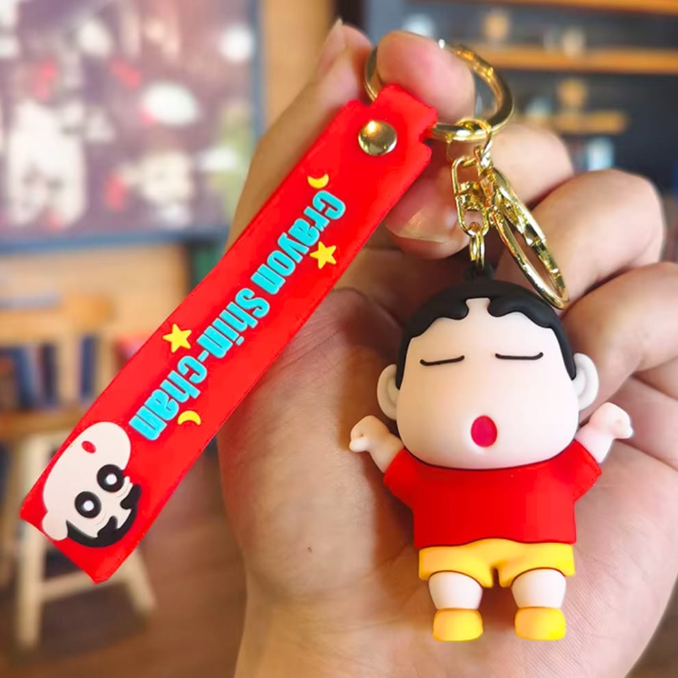 Shinchan 3D Silicon Keychain with Bagcharm and Strap