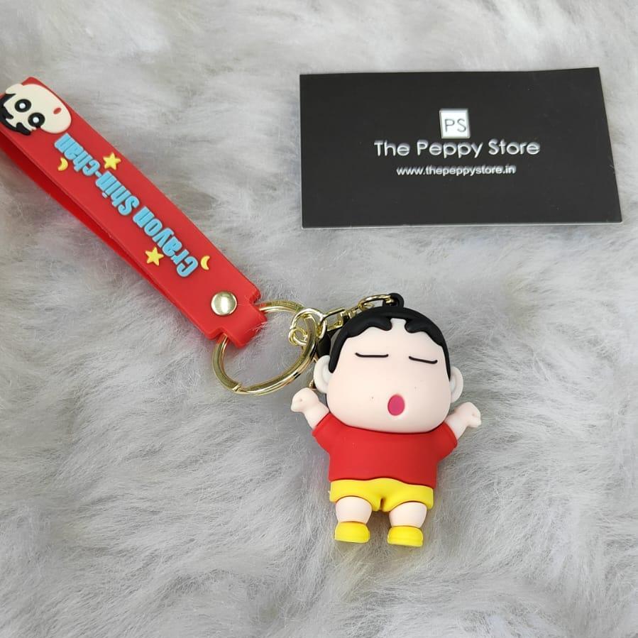 Shinchan 3D Silicon Keychain with Bagcharm and Strap