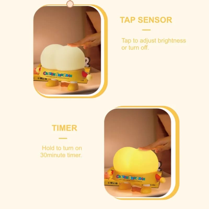 Cute Shinchan Butt 3D Silicon Tap Lamp - USB Chargeable (3 Light Modes)