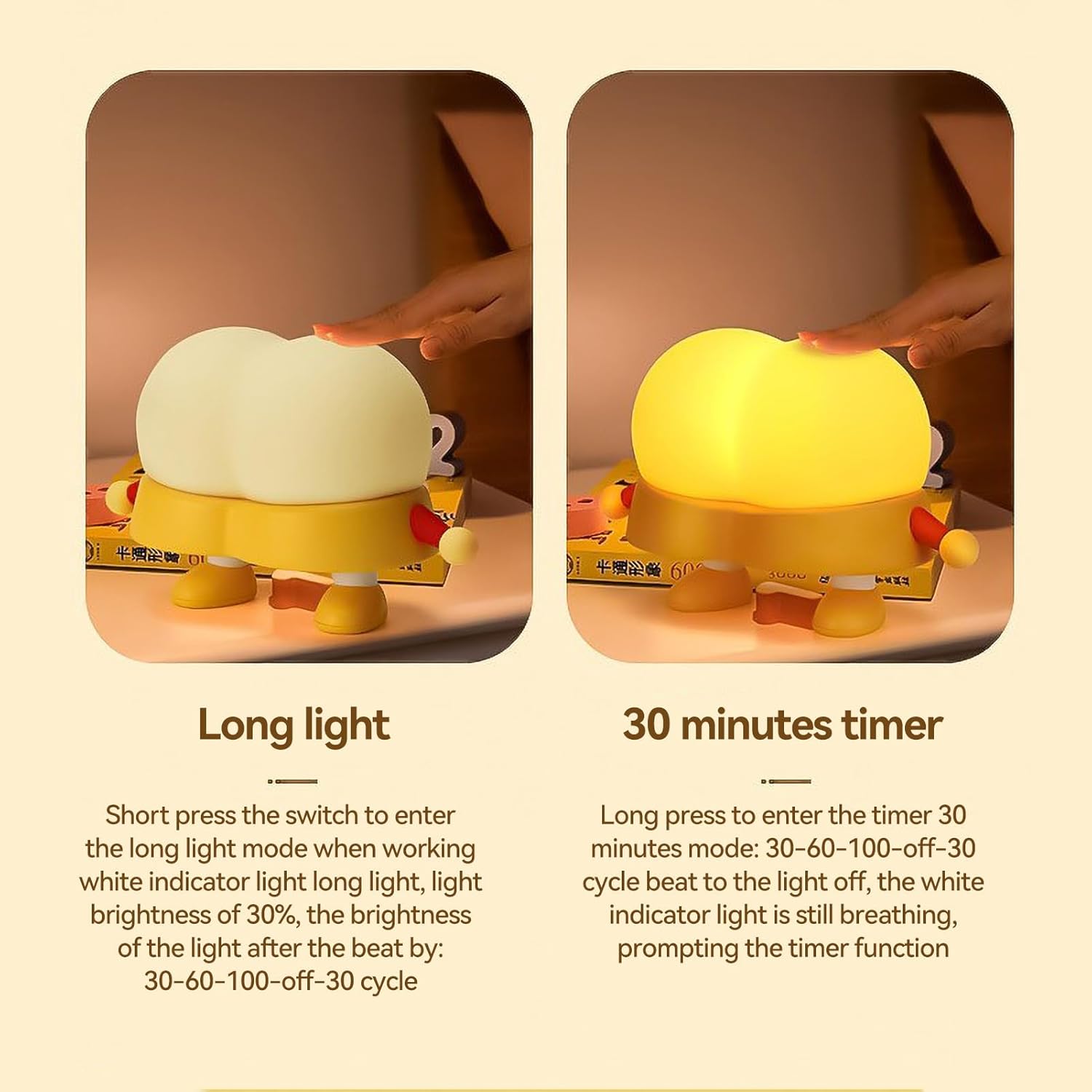 Cute Shinchan Butt 3D Silicon Tap Lamp - USB Chargeable (3 Light Modes)