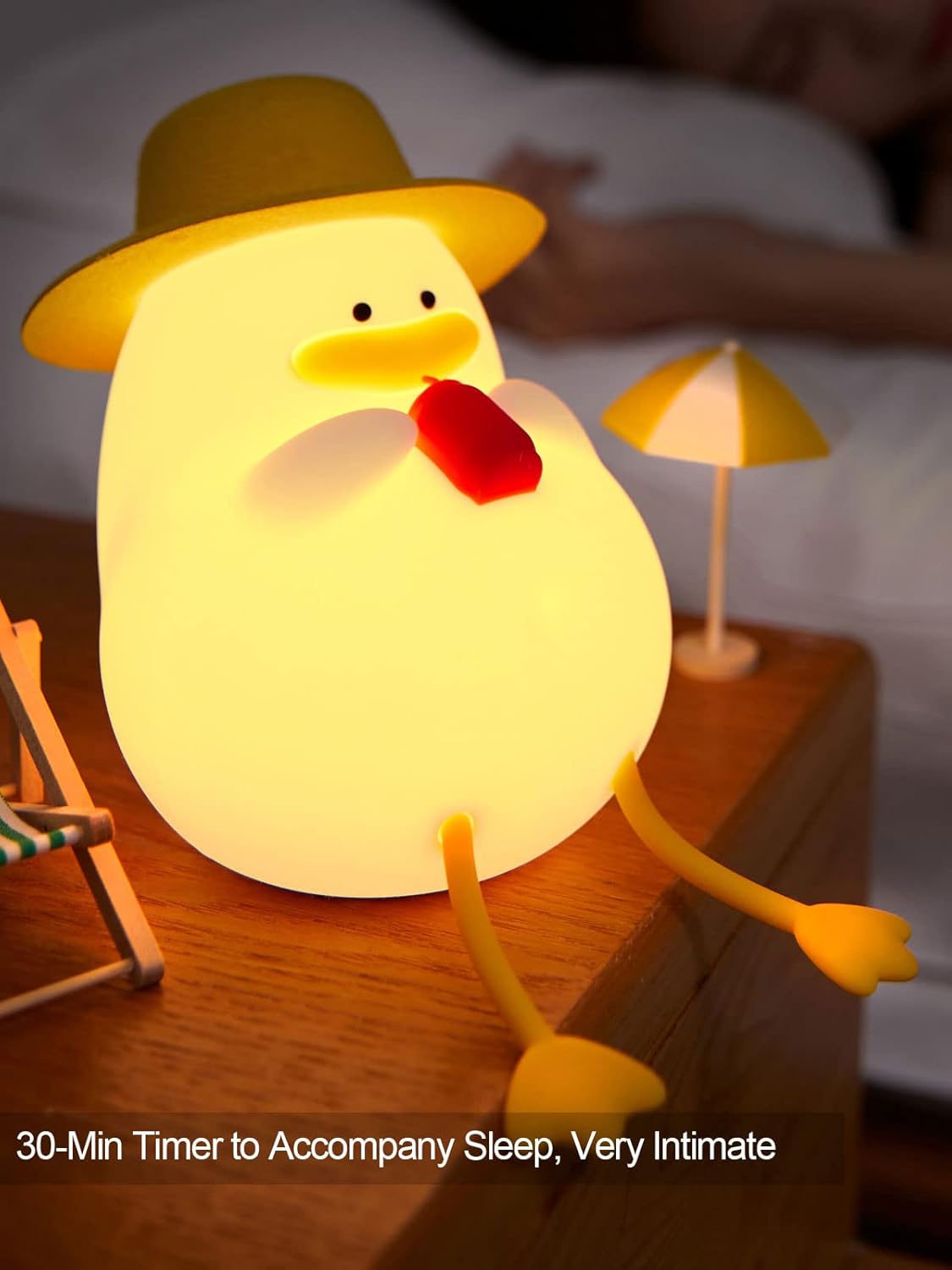 Cute Duck Colour Changing 3D Touch Silicon Lamp - USB Chargeable