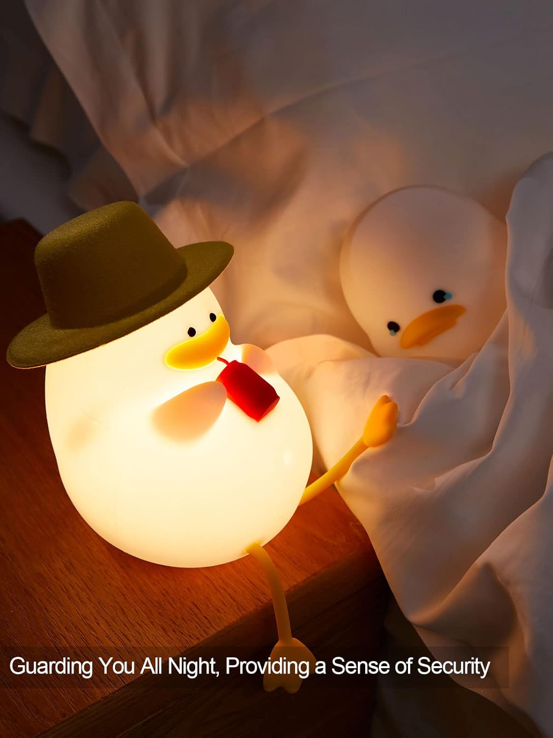 Cute Duck Colour Changing 3D Touch Silicon Lamp - USB Chargeable