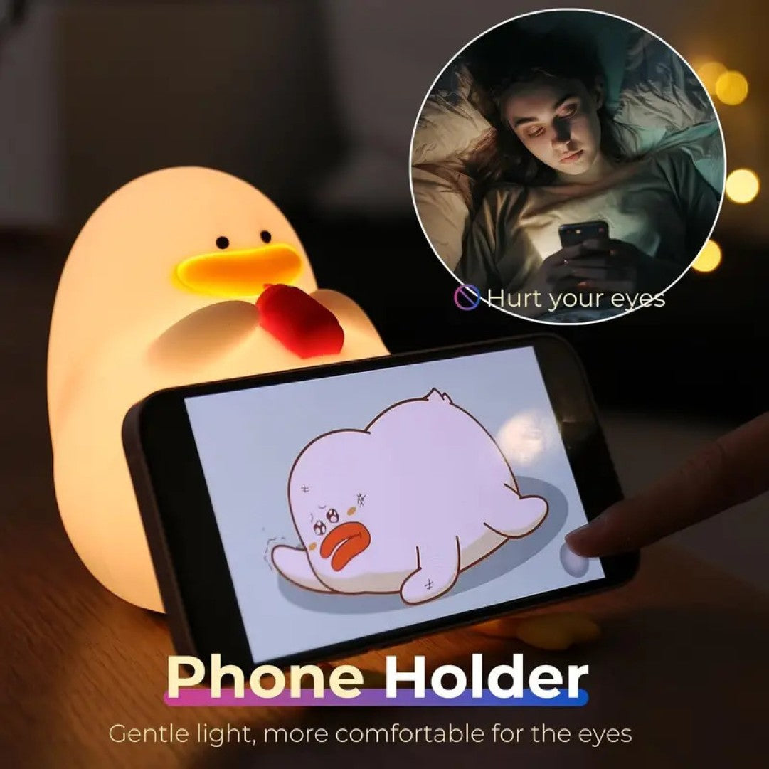 Cute Duck Colour Changing 3D Touch Silicon Lamp - USB Chargeable