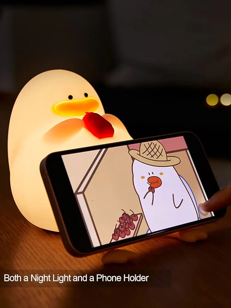 Cute Duck Colour Changing 3D Touch Silicon Lamp - USB Chargeable