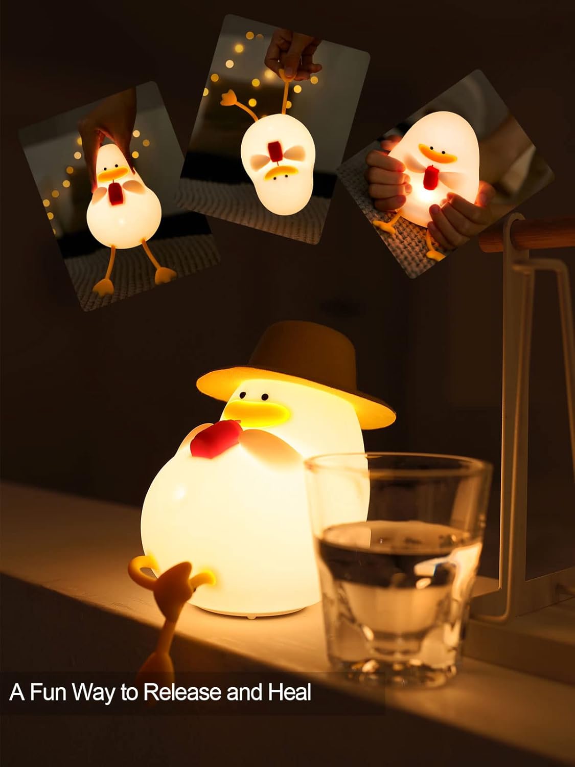 Cute Duck Colour Changing 3D Touch Silicon Lamp - USB Chargeable