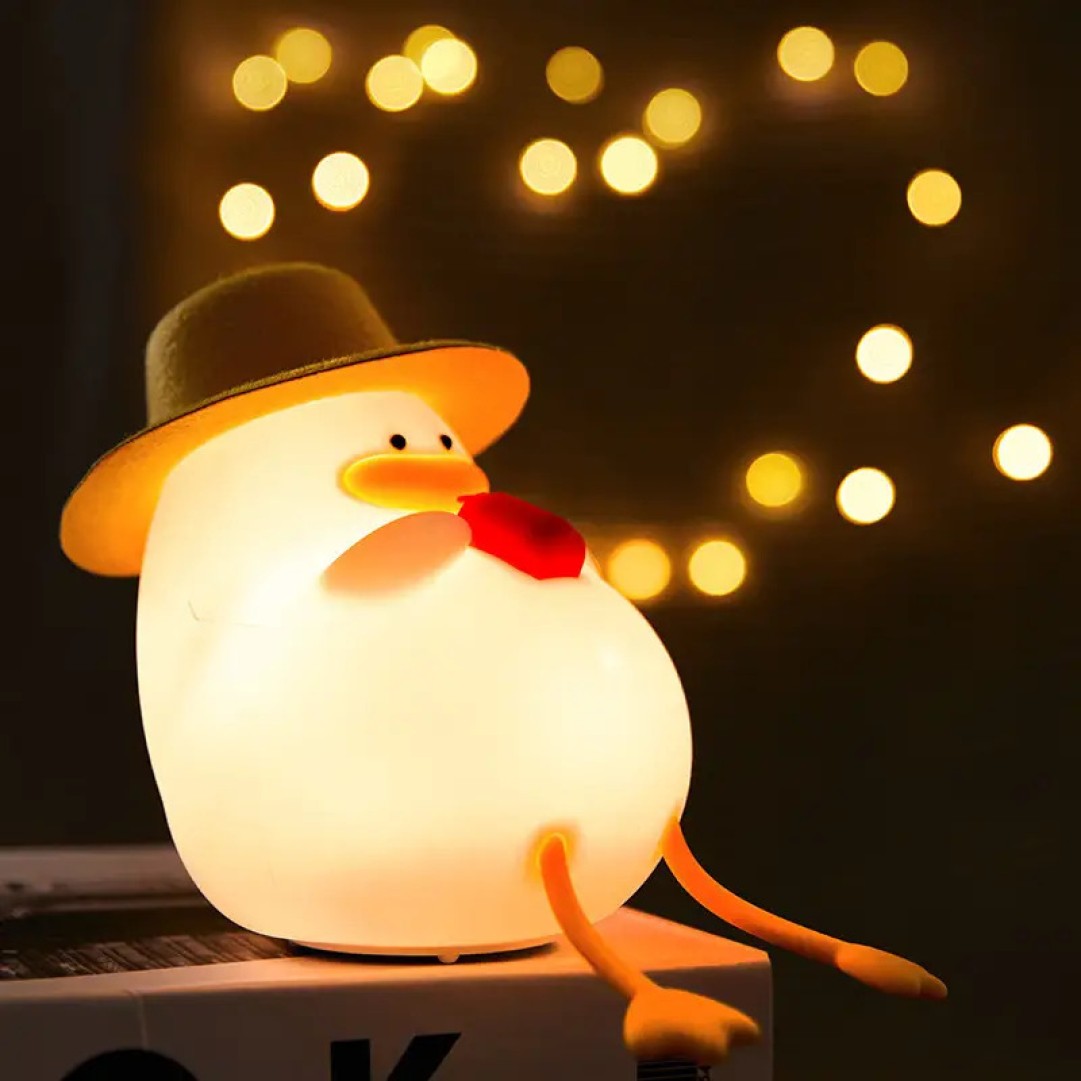 Cute Duck Colour Changing 3D Touch Silicon Lamp - USB Chargeable