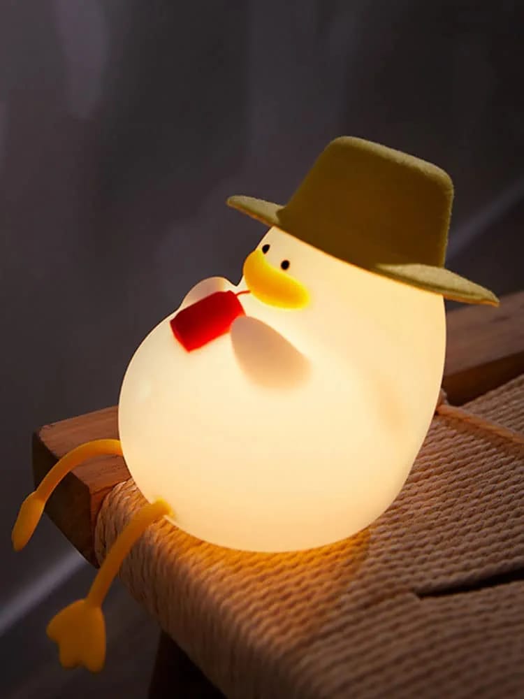 Cute Duck Colour Changing 3D Touch Silicon Lamp - USB Chargeable