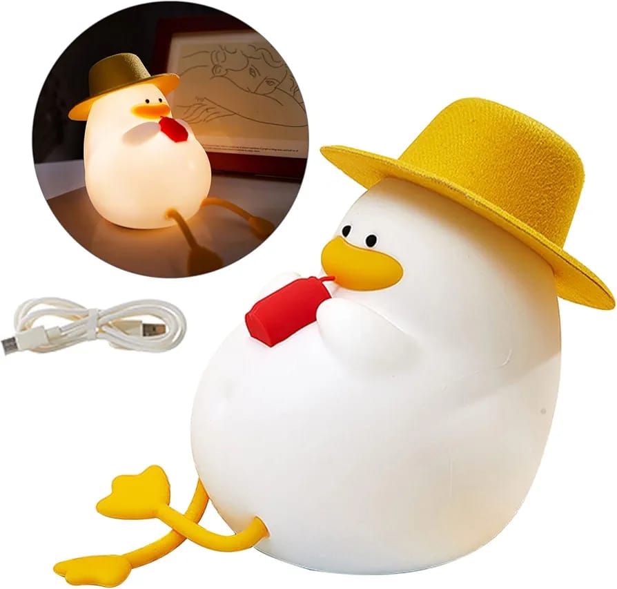 Cute Duck Colour Changing 3D Touch Silicon Lamp - USB Chargeable