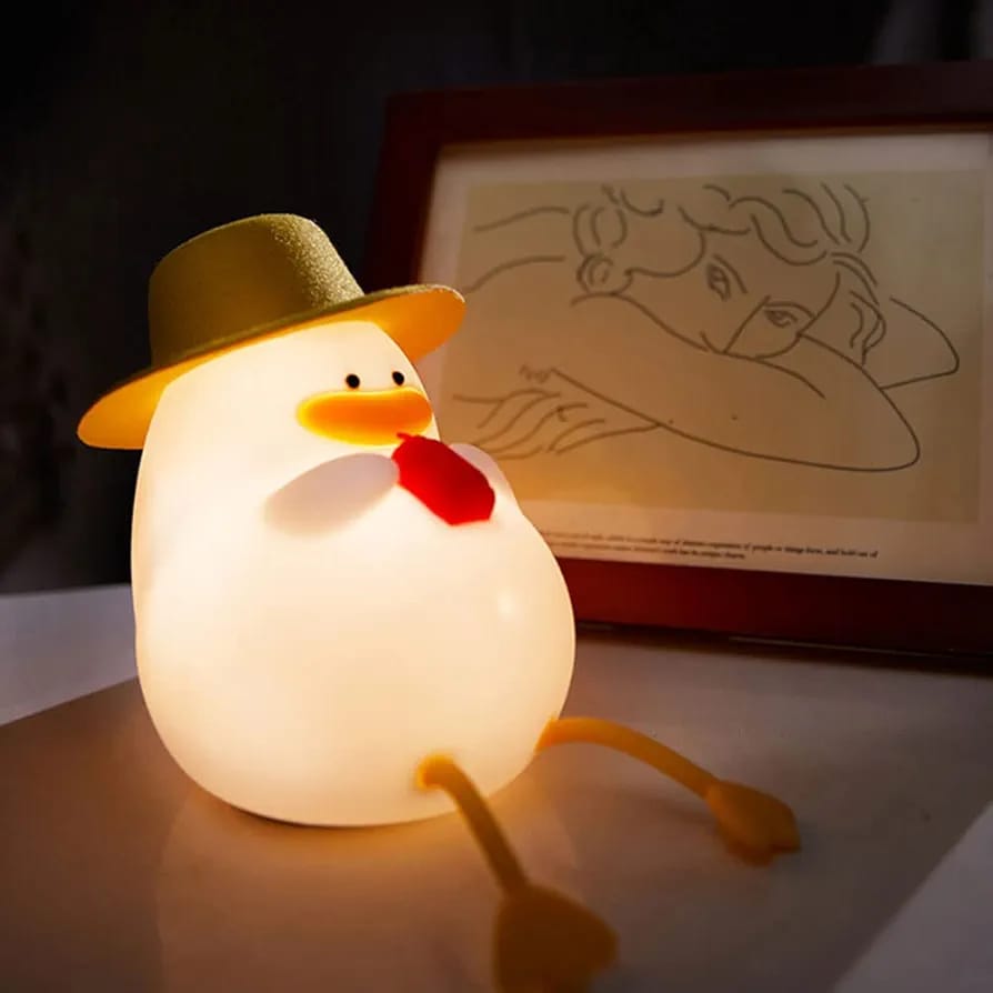 Cute Duck Colour Changing 3D Touch Silicon Lamp - USB Chargeable