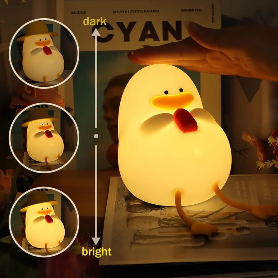 Cute Duck Colour Changing 3D Touch Silicon Lamp - USB Chargeable