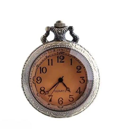 Vintage Beige Pocket Watch Keychain