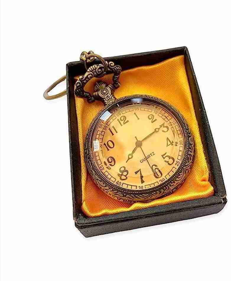 Vintage Beige Pocket Watch Keychain