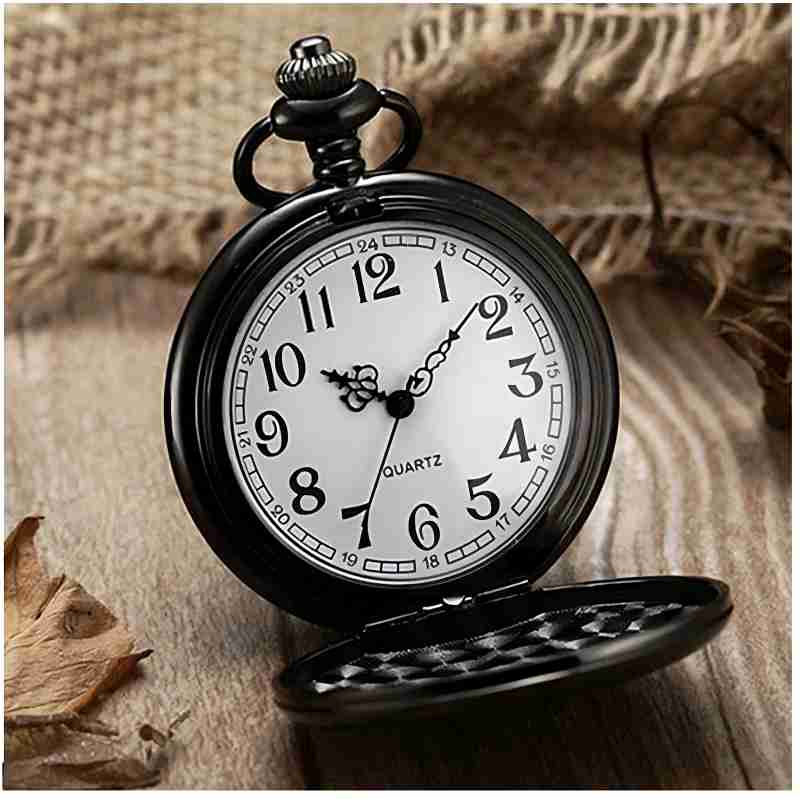 Black Pocket Watch Keychain