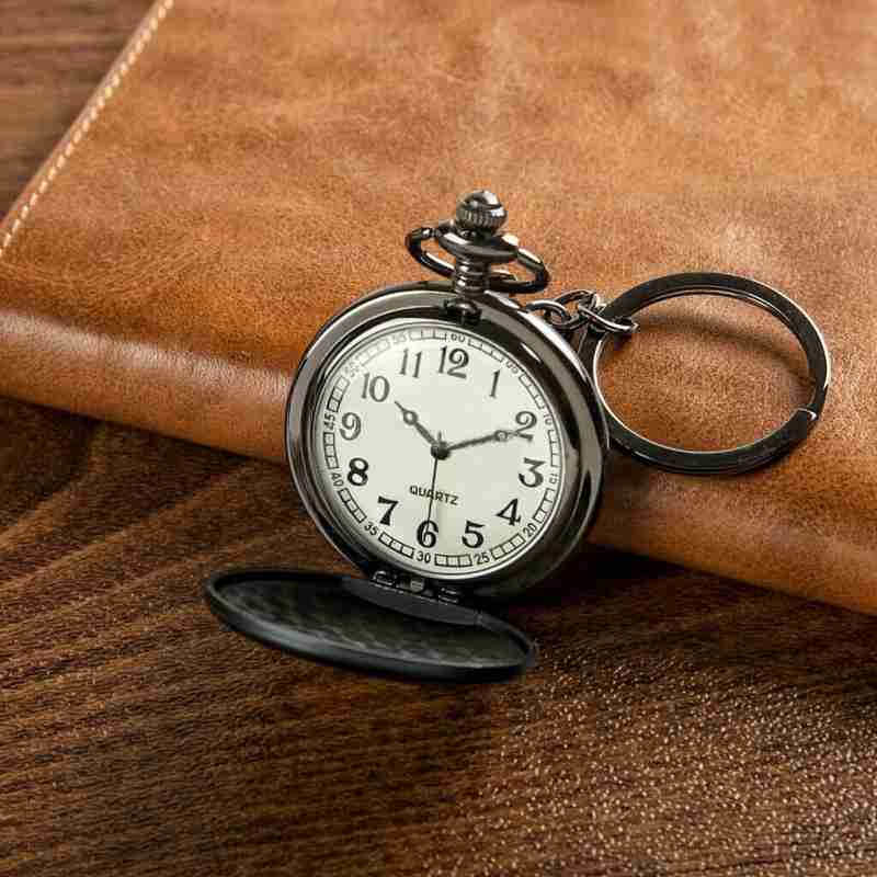 Black Pocket Watch Keychain