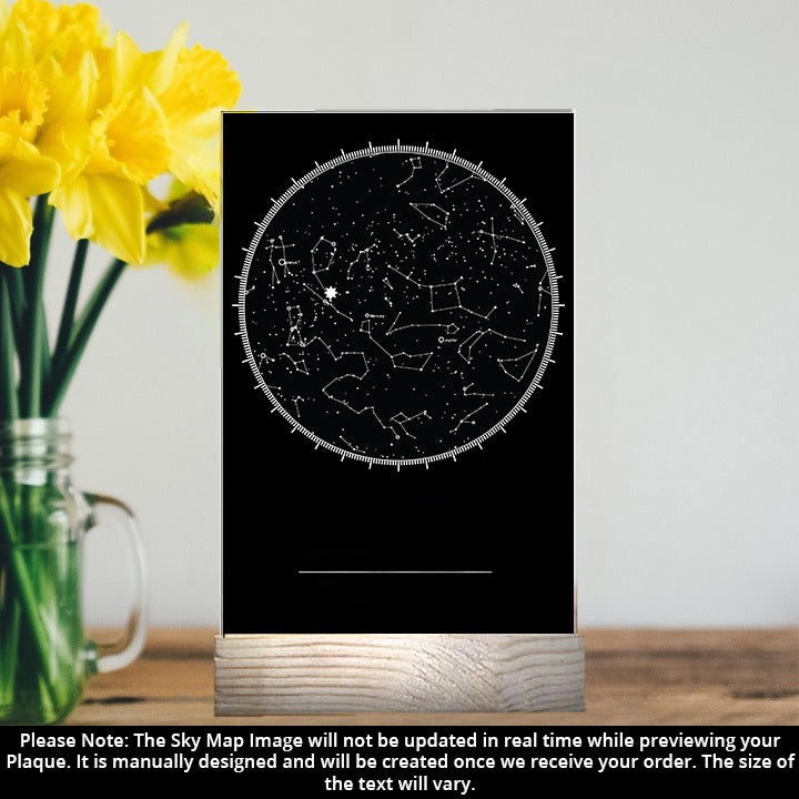 Personalized Birthday Black Star Map With Wooden Stand (No Cod Allowed On This Product)