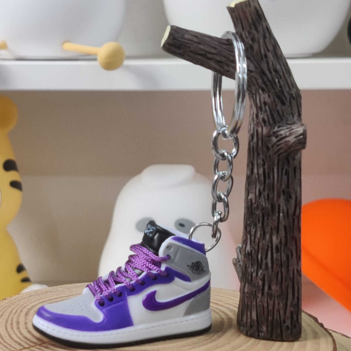 Grey Purple Sneakers Miniature Keychain